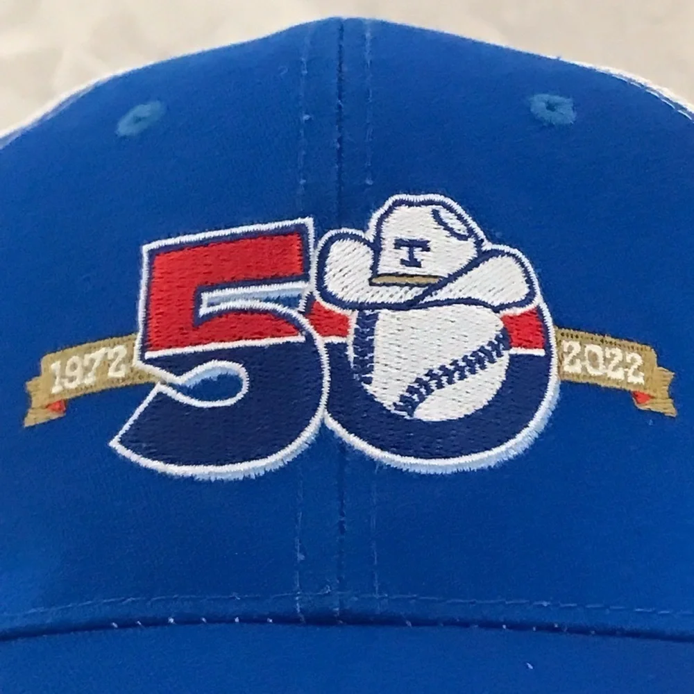 Idegy's Texas Rangers 50th Anniversary Adjustable Blue & White Baseball Cap